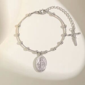 Silver Religious Charm Bracelet